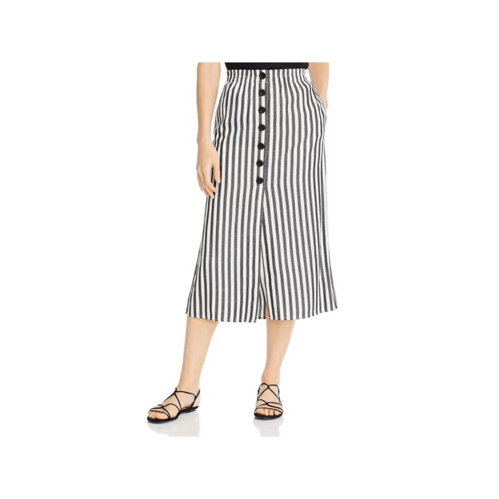 CUPCAKES AND CASHMERE Womens Black Stretch Pocketed Button-down Midi Skirt 6
